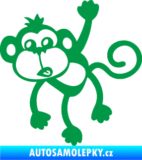 Samolepka Opice 005 levá visí za ruku zelená