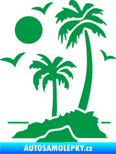 Samolepka Ostrov 002 levá palmy a moře zelená
