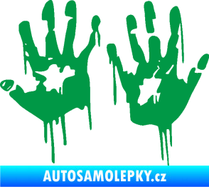 Samolepka Otisk rukou 001 levá krvavý zelená