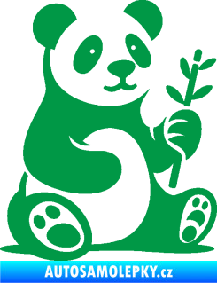Samolepka Panda 011 pravá s bambusovou větvičkou zelená
