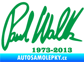 Samolepka Paul Walker 003 podpis a datum zelená