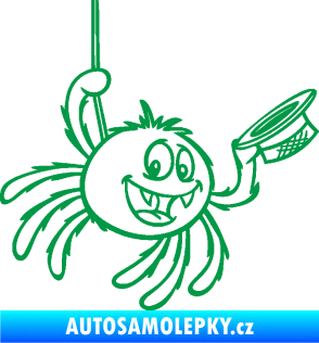 Samolepka Pavouk 022 pravá s kloboučkem zelená