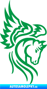 Samolepka Pegas 003 pravá okřídlený kůň hlava zelená
