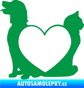 Samolepka Pejsek a kočička love levá zelená