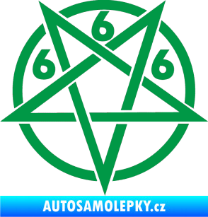 Samolepka Pentagram 666 zelená