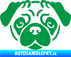 Samolepka Pes 067 Mopsík zelená