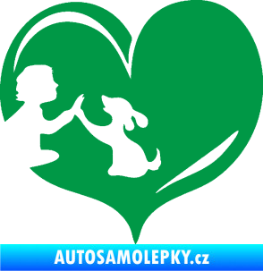 Samolepka Pes 103 levá dej pac srdce zelená