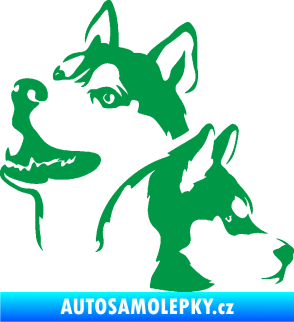 Samolepka Pes 117 levá husky zelená