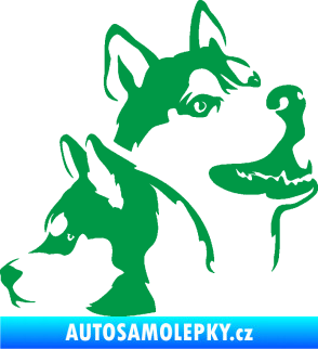 Samolepka Pes 117 pravá husky zelená