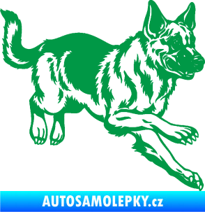 Samolepka Pes 124 pravá  německý ovčák  zelená