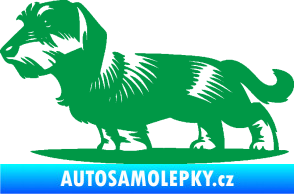 Samolepka Pes 133 levá drsnosrstý jezevčík zelená