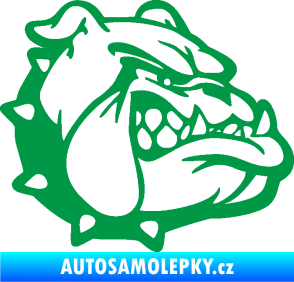 Samolepka Pes 174 pravá rozzuřený buldok zelená