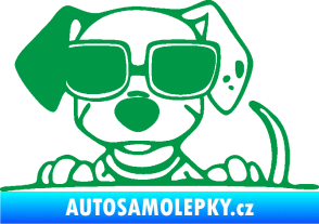 Samolepka Pes s brýlemi 101 levá v autě zelená