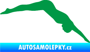 Samolepka Plavání 003  pravá skok do vody zelená