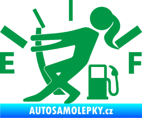 Samolepka Prázdná nádrž 002 palivoměr, varianta s ženou zelená