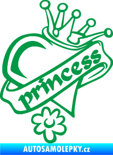 Samolepka Princess nápis v srdíčku zelená