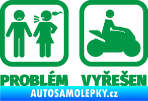 Samolepka Problém? Vyřešen 005 motorkář zelená