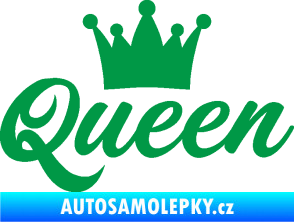 Samolepka Queen nápis s korunou zelená