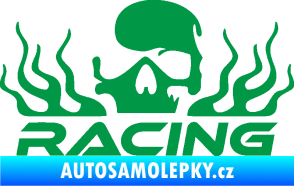 Samolepka Racing nápis s lebkou levá zelená