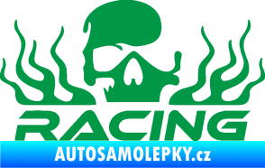 Samolepka Racing nápis s lebkou pravá zelená