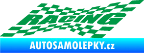 Samolepka Racing nápis v šachovnici zelená