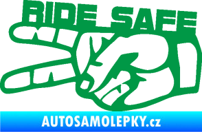 Samolepka Ride Safe nápis levá motorkář zelená