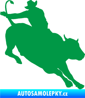 Samolepka Rodeo 001 pravá  kovboj s býkem zelená