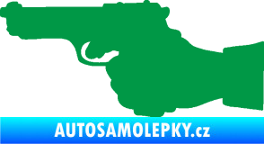 Samolepka Ruka s pistolí 001 levá ruce vzhůru zelená