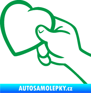 Samolepka Ruka se srdíčkem levá zelená