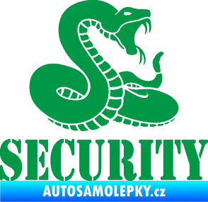 Samolepka Security hlídáno - pravá had zelená