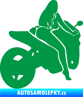 Samolepka Sexy žena na motorce pravá zelená