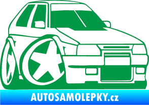 Samolepka Škoda Favorit karikatura pravá zelená