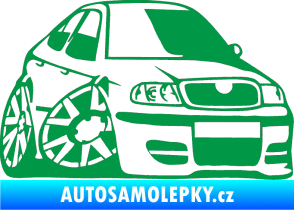 Samolepka Škoda Octavia karikatura pravá zelená