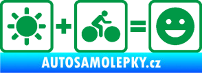 Samolepka Slunce + kolo = veselý smajlík vyjížďka na kole zelená