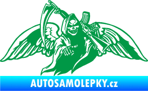Samolepka Smrtka 016 pravá s křídly a kosou zelená