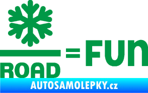 Samolepka Snow road fun nápis s vločkou zelená
