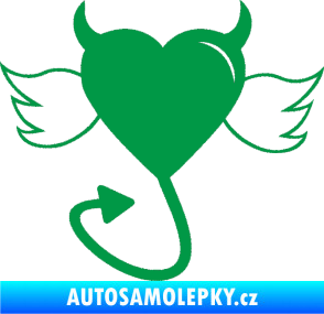 Samolepka Srdce anděl ďábel 002 levá zelená