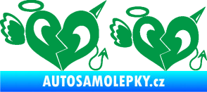 Samolepka Srdce anděl s ďáblem zelená