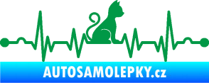 Samolepka Srdeční tep 003 pravá kočička zelená