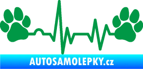 Samolepka Srdeční tep 004 tlapky zelená
