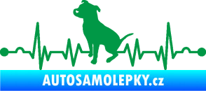 Samolepka Srdeční tep 007 levá pitbull zelená