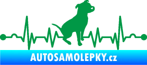 Samolepka Srdeční tep 007 pravá pitbull zelená