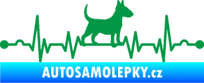Samolepka Srdeční tep 008 pravá pes bulteriér zelená