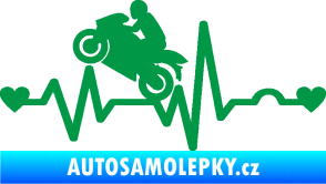 Samolepka Srdeční tep 013 levá motorkář zelená