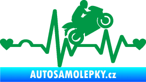 Samolepka Srdeční tep 013 pravá motorkář zelená