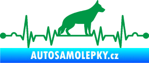 Samolepka Srdeční tep 014 pravá německý ovčák zelená