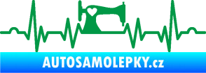 Samolepka Srdeční tep 015 pravá šicí stroj zelená