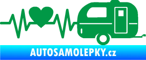 Samolepka Srdeční tep 030 pravá kempování zelená