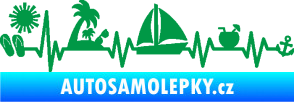Samolepka Srdeční tep 094 pravá dovolená u moře zelená