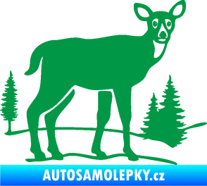 Samolepka Srna 002 pravá s krajinou zelená